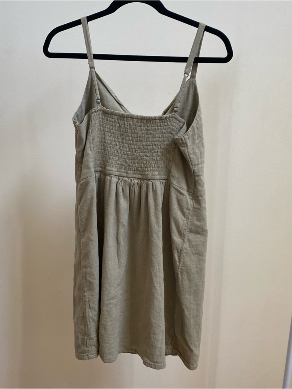 Hollister linen-blend spaghetti strap mini sundress sage green Sz L - Picture 2 of 6